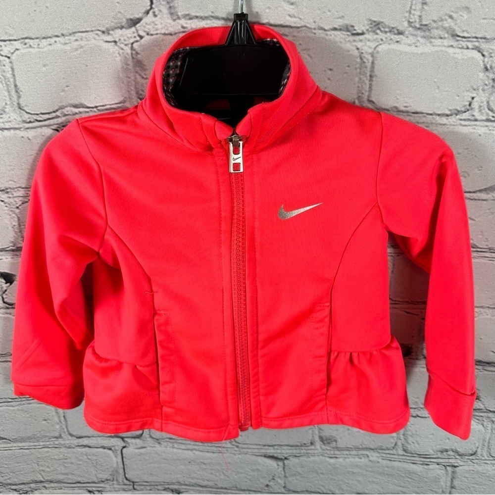 Nike Infant Girls Track Jacket Fleece Full Zip Ruffled Bottom Orange 12 Months